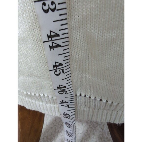 Moda International Duster Cardigan Sweater Womens M Cream Boho Chic Open Front - Picture 5 of 6